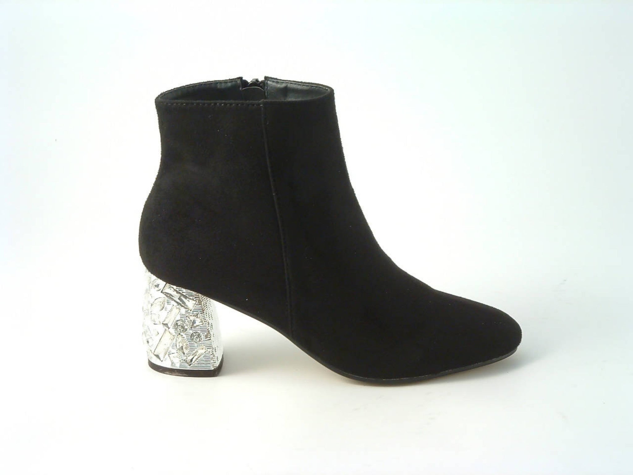 Black ankle boots shop with glitter heel