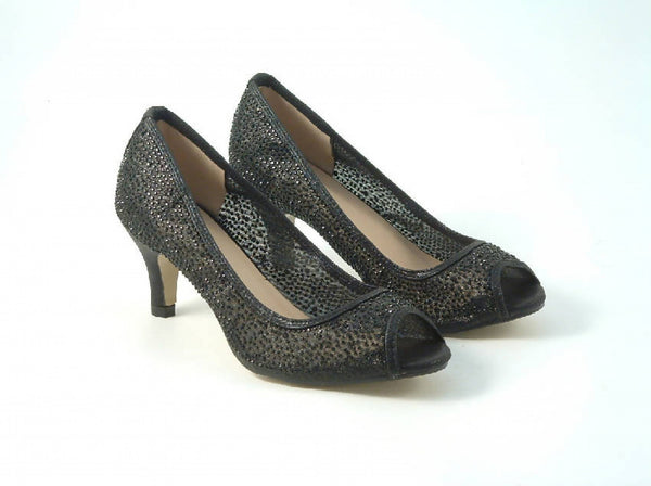 Mid heel best sale peep toe shoes